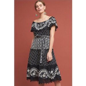 NWT Anthropologie Marisol Embroidered Pommed Midi